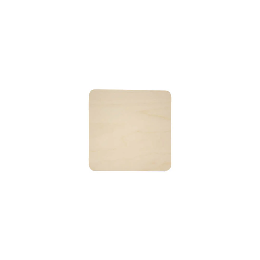 Wooden Rounded Square Coaster, 4”